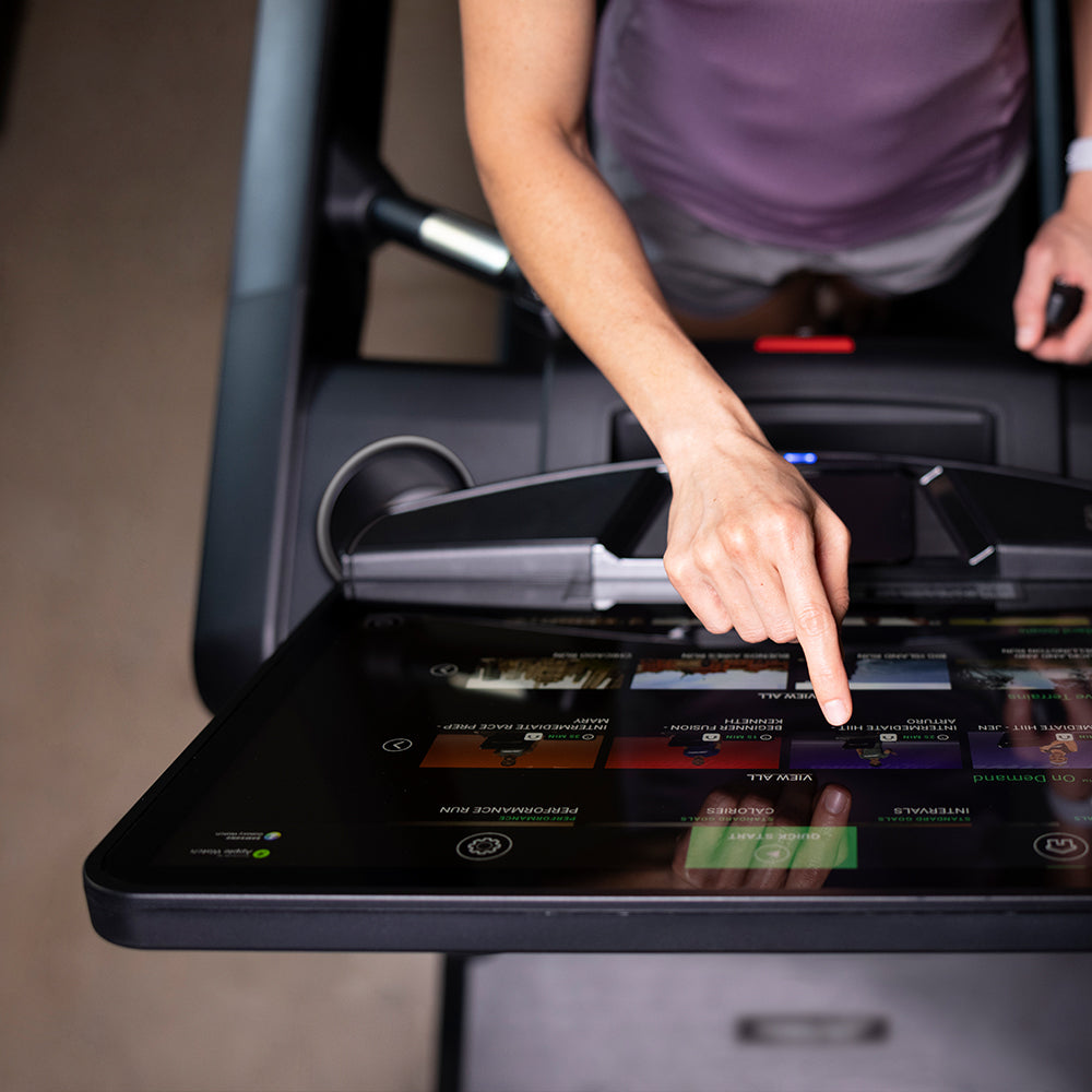 Touchscreen console on home Life Fitness treadmill