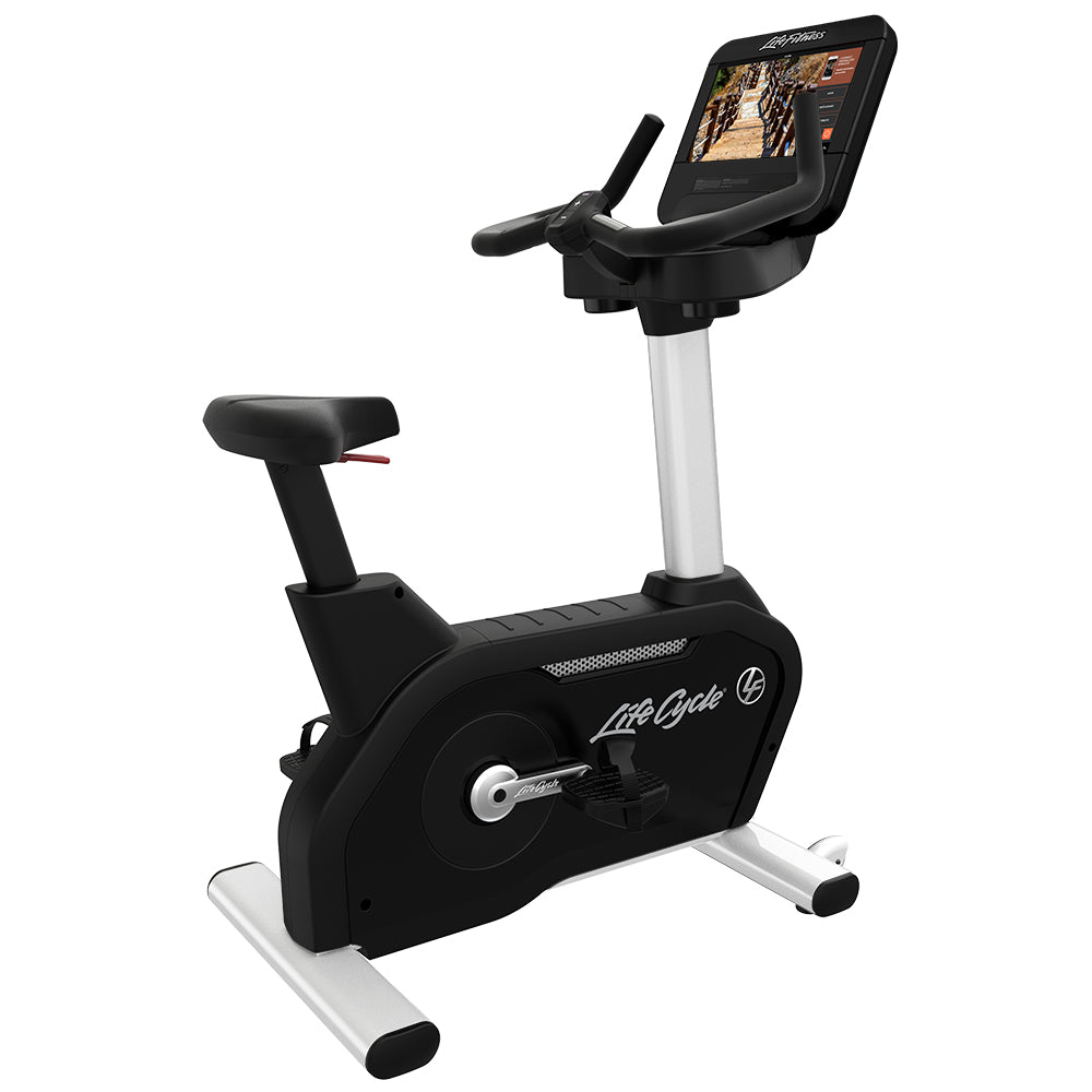 Integrity Lifecycle Upright Exercise Bike with SE3 HD Console- Outlet, white frame color