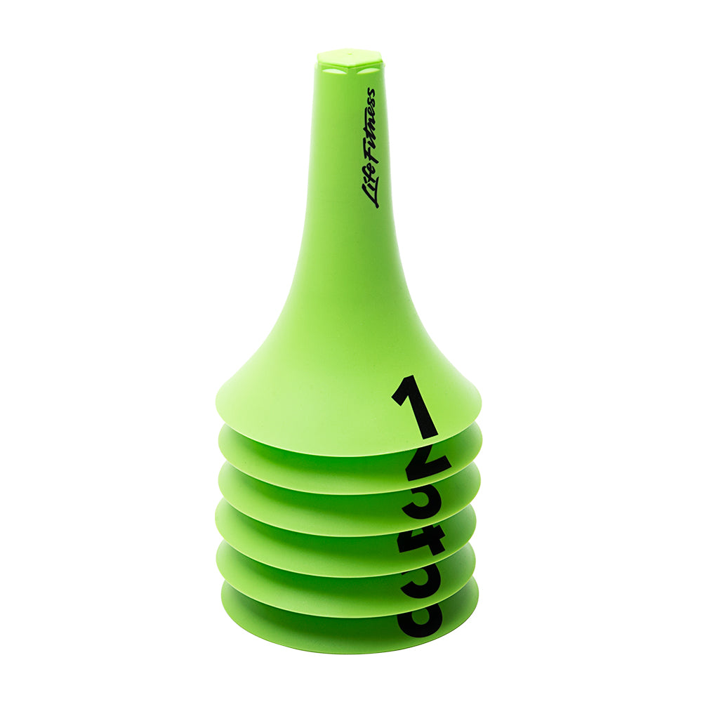 Life Fitness Speed Cones - set of 6, lime green, stacked