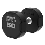 50 LB Hammer Strength 4-Sided Urethane Dumbbell