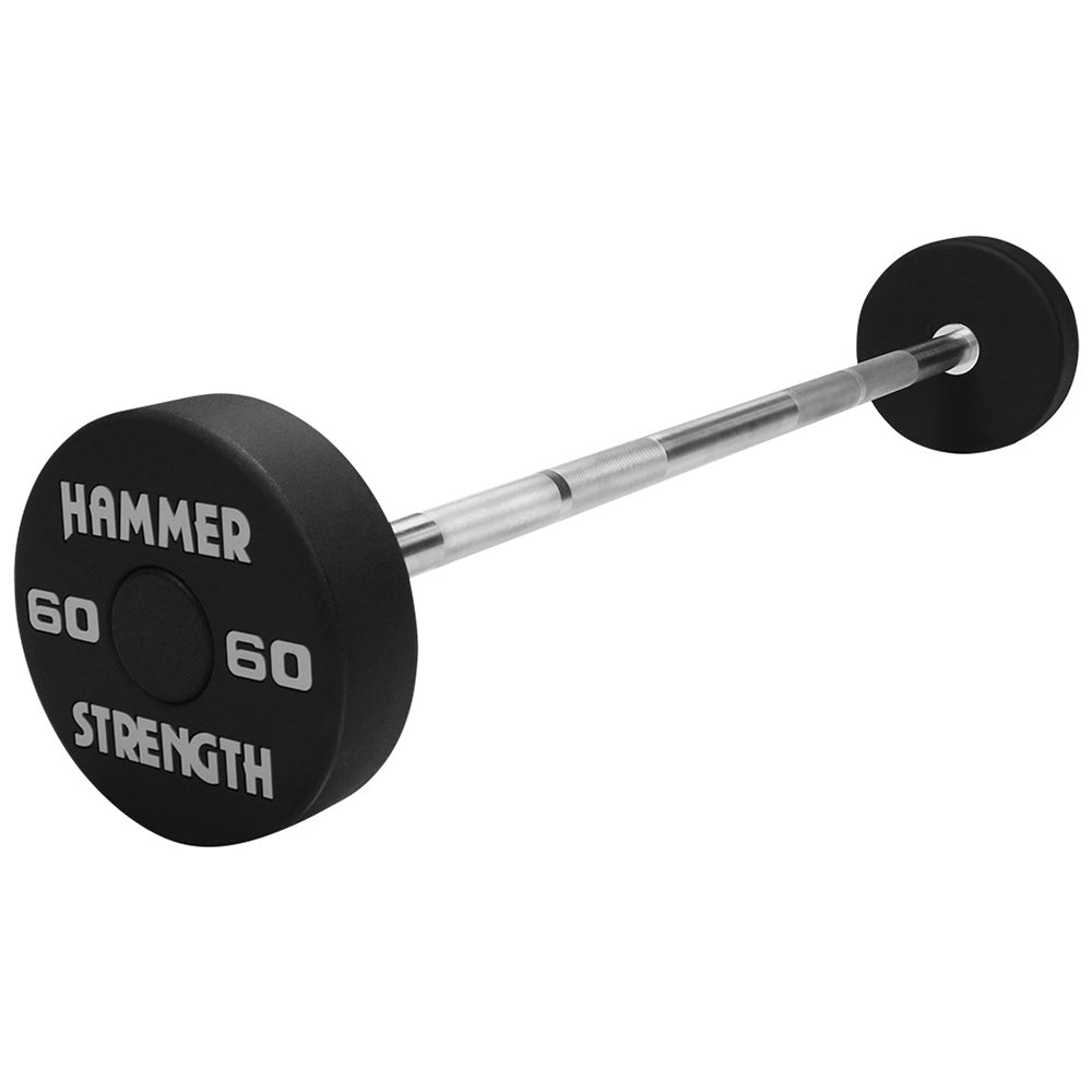 Hammer Strength Round Urethane Fixed Barbell - straight, 60LB