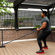 Exercise outside working out with dual grip anchor resistance tubes