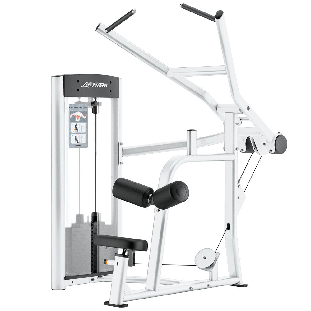 Outlet Optima Series Lat Pulldown - White Frame, Black Upholstery
