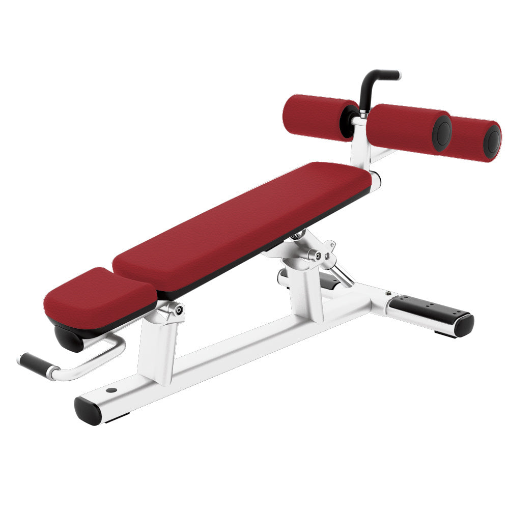 Signature Series Adjustable Decline Bench - diamond white frame, candy apple red upholstery