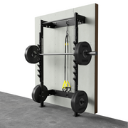 Hammer Strength Home Squat Rack with bar, plates, and bands