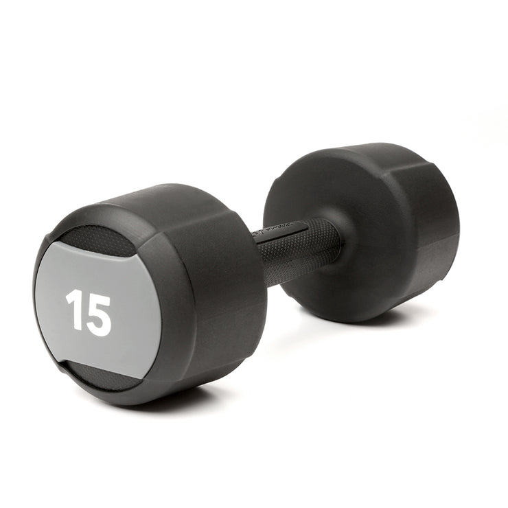 Life Fitness Studio Urethane Dumbbell, 15LB - black with grey accents