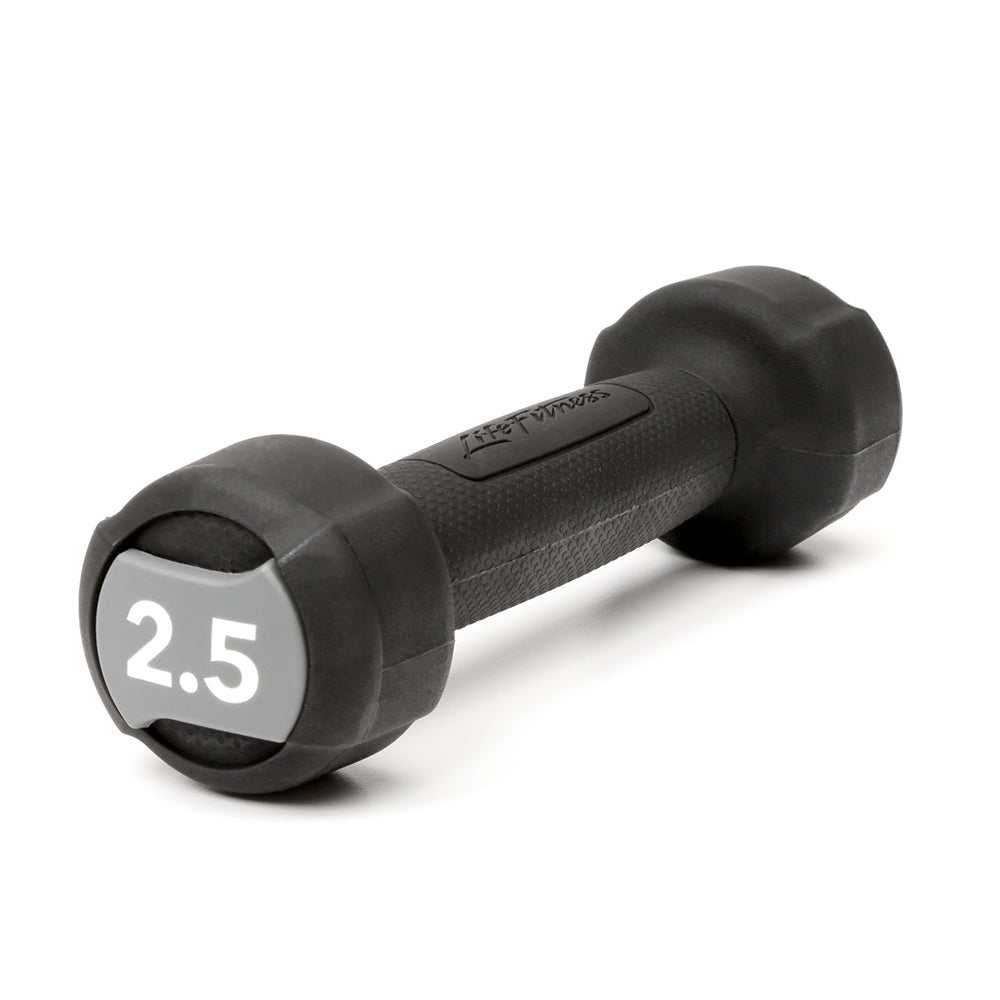 Life Fitness Studio Urethane Dumbbell, 2.5LB - black with grey accents
