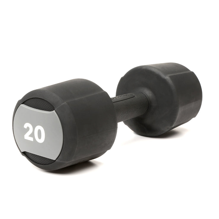 Life Fitness Studio Urethane Dumbbell, 20LB - black with grey accents