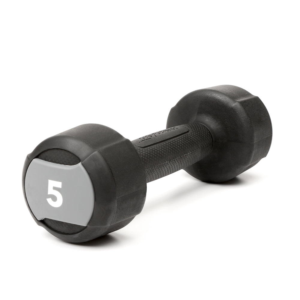 Life Fitness Studio Urethane Dumbbell, 5LB - black with grey accents