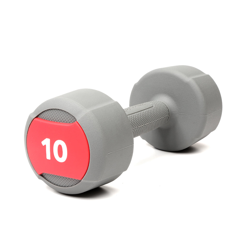 Life Fitness Studio Urethane Dumbbell, 10LB - grey with red accents