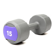 Life Fitness Studio Urethane Dumbbell, 15LB - grey with purple accents