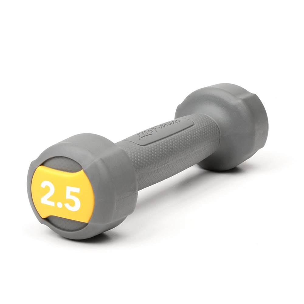 Life Fitness Studio Urethane Dumbbell, 2.5LB - grey with light yellow accents