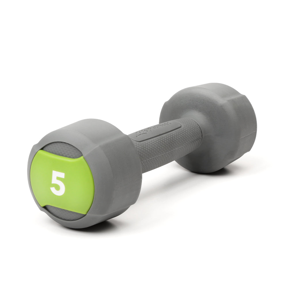 Life Fitness Studio Urethane Dumbbell, 5LB - grey with green accents