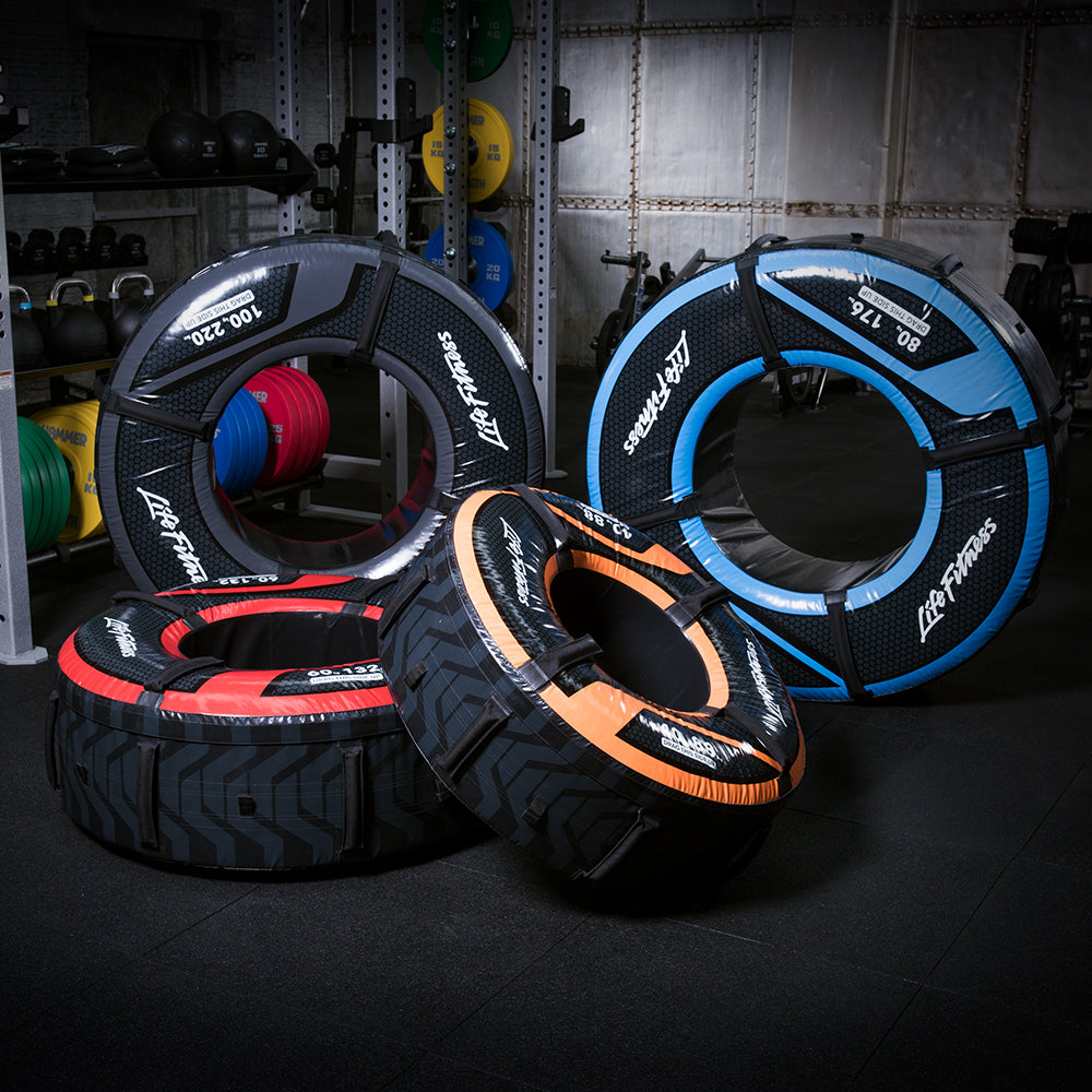 4 Life Fitness Flip Tires in Gym