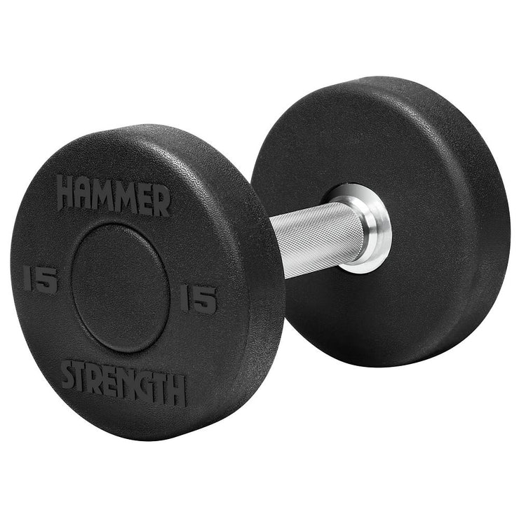 Hammer Strength Round Rubber Dumbbells - 15lbs.