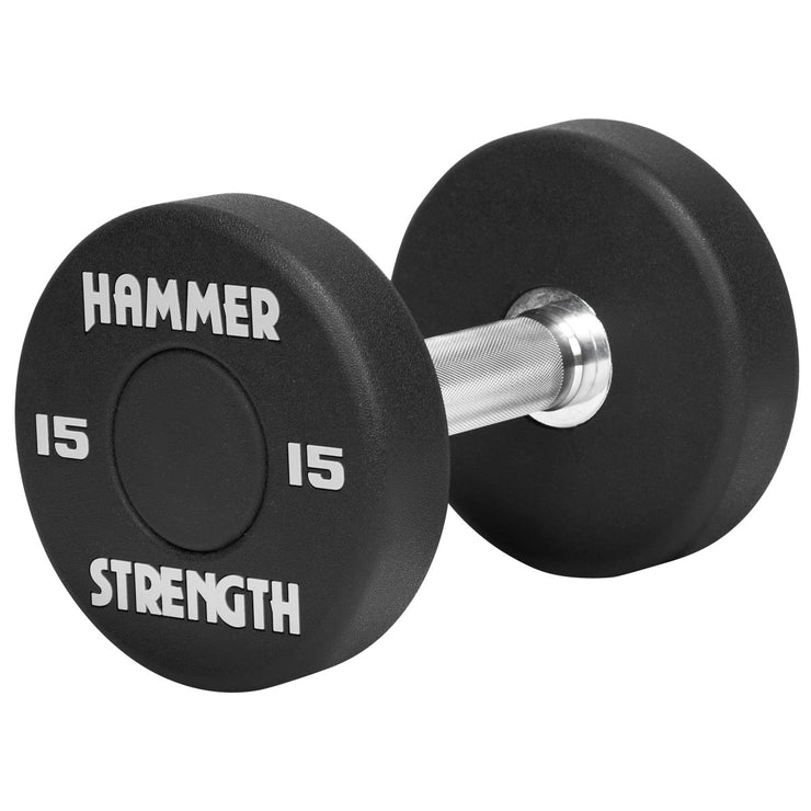 Hammer Strength Round Urethane Dumbbells - 15 lbs.
