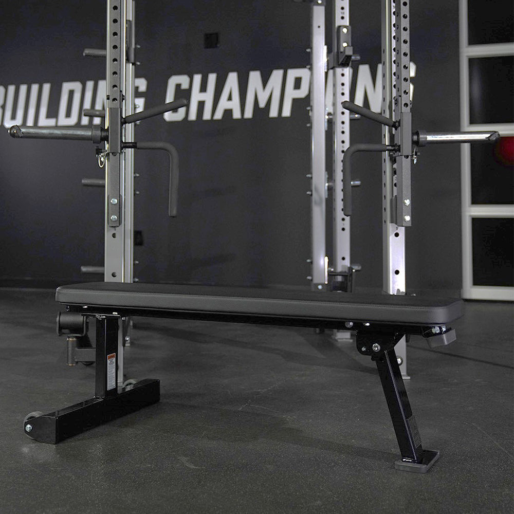 Angled Flat Bench in Gym Setting, side view