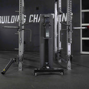 Angled Flat Bench shown upright in gym setting