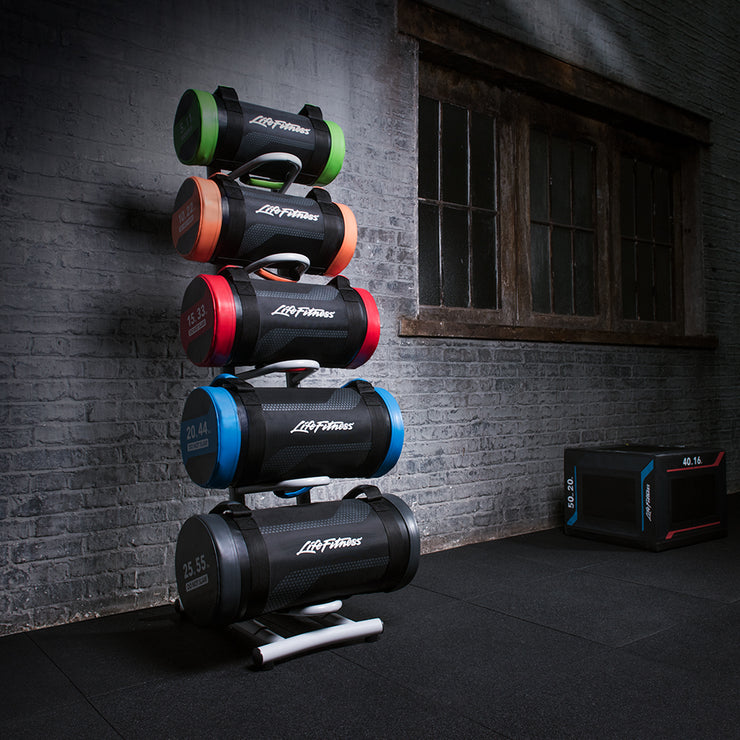 Stack of Life Fitness Core Bags in various sizes