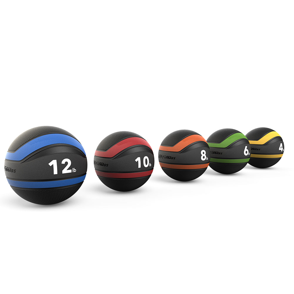 Life Fitness Medicine Balls, in order: 12LB, 10LB, 8LB, 6LB, 4LB
