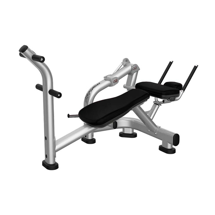 Life Fitness Signature Ab Crunch Bench with platinum frame and black upholstery