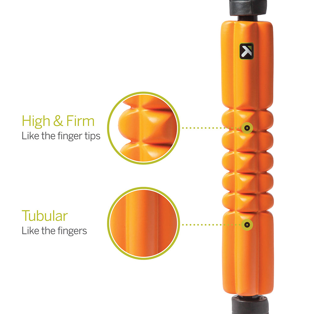 Trigger Point Grid STK Foam Roller - Orange, close up of grips