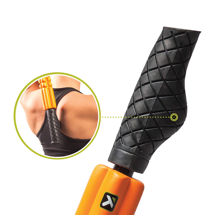 Trigger Point Grid STK Foam Roller - Orange, close up of handle